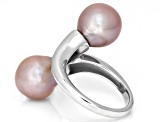 Genusis™ Pink Cultured Freshwater Pearl Rhodium Over Sterling Silver Bypass Ring
