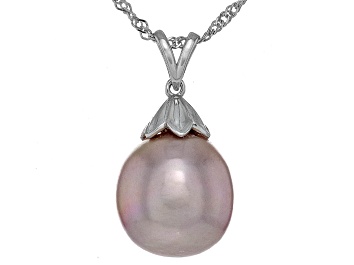 Picture of Genusis™ Pink Cultured Freshwater Pearl Rhodium Over Sterling Silver Pendant And Chain