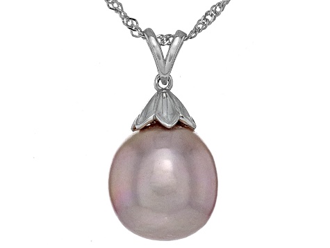Genusis™ Pink Cultured Freshwater Pearl Rhodium Over Sterling Silver Pendant And Chain