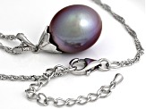 Genusis™ Purple Cultured Freshwater Pearl Rhodium Over Sterling Silver Pendant And Chain
