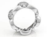 White Cultured Mother Of Pearl Cubic Zirconia Accents Rhodium Over Sterling Ring