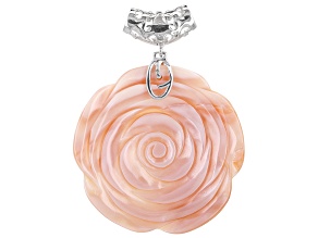 Pink Mother-Of-Pearl Rhodium Over Sterling Silver Pendant