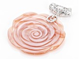 Pink Mother-Of-Pearl Rhodium Over Sterling Silver Pendant