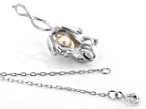 Wish® Pearl Cultured Freshwater Pearl Rhodium Over Silver Frog Pendant With Chain