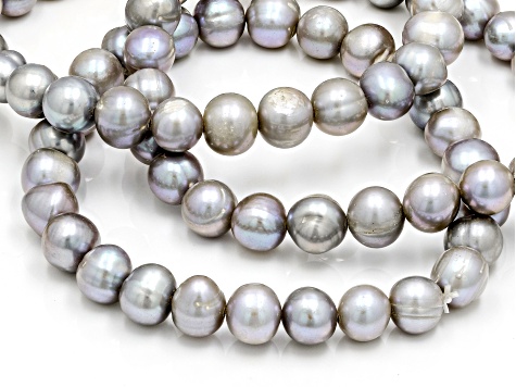 Platinum Cultured Freshwater Pearl Stretch Bracelet Set Of Three