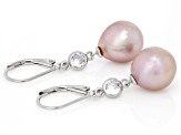 Genusis™ Lavender Cultured Freshwater Pearl and Cubic Zirconia Rhodium Over Sterling Silver Earrings