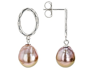 Picture of Genusis™ Lavender Cultured Freshwater Pearl Rhodium Over Sterling Silver Earrings