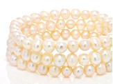 White Cultured Freshwater Pearl Set Of Three Stretch Bracelets