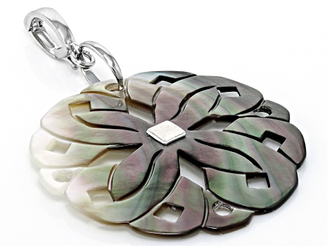 Black Tahitian Mother-of-Pearl Rhodium Over Sterling Silver Enhancer