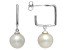 White Cultured Freshwater Pearl Rhodium Over Sterling Silver Earrings