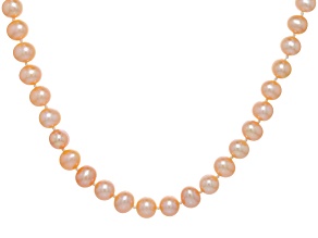 Peach Cultured Freshwater Pearl Rhodium Over Sterling Silver Necklace