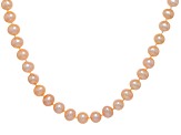 Peach Cultured Freshwater Pearl Rhodium Over Sterling Silver Necklace