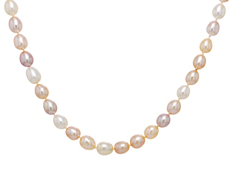 Multi Color Cultured Freshwater Pearl Rhodium Over Sterling Silver ...