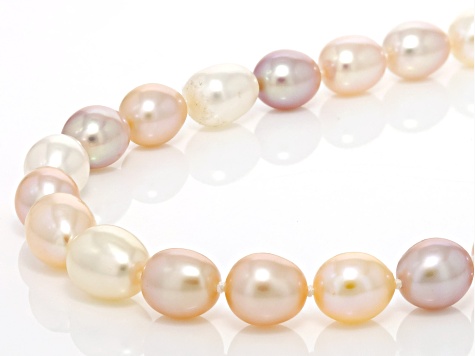 Multi Color Cultured Freshwater Pearl Rhodium Over Sterling Silver Necklace
