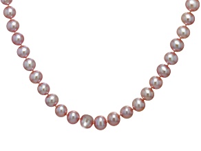 Pink Cultured Freshwater Pearl Rhodium Over Sterling Silver Necklace