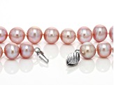 Pink Cultured Freshwater Pearl Rhodium Over Sterling Silver Necklace