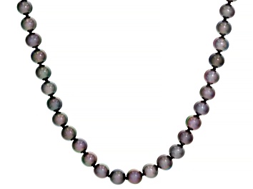 Picture of Black Cultured Freshwater Pearl Rhodium Over Sterling Silver Necklace