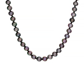 Black Cultured Freshwater Pearl Rhodium Over Sterling Silver Necklace