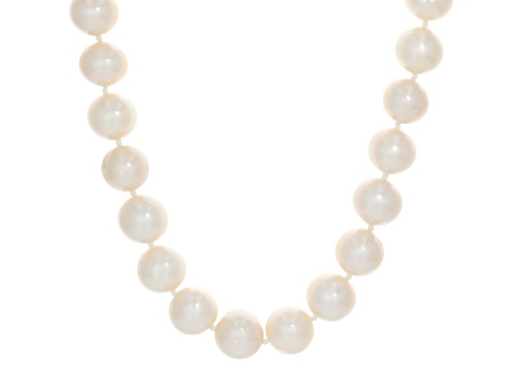 White Cultured Freshwater Pearl 14K Yellow Gold Necklace