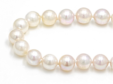 White Cultured Japanese Akoya Pearl 14k Yellow Gold Necklace