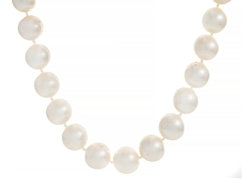 White Cultured Freshwater Pearl 14k Yellow Gold 20 Inch Necklace