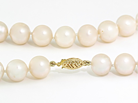 White Cultured Freshwater Pearl 14k Yellow Gold 20 Inch Necklace