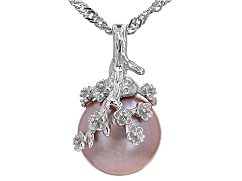 Genusis™ Pink Cultured Freshwater Pearl Rhodium Over Sterling Silver Pendant with Chain
