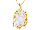 Genusis™ White Cultured Freshwater Pearl 18k Yellow Gold Over Sterling Silver Pendant with Chain