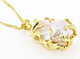 Genusis™ White Cultured Freshwater Pearl 18k Yellow Gold Over Sterling Silver Pendant with Chain