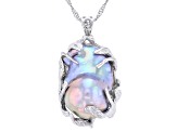 Genusis™ Platinum Cultured Freshwater Pearl Rhodium Over Sterling Silver Pendant with Chain