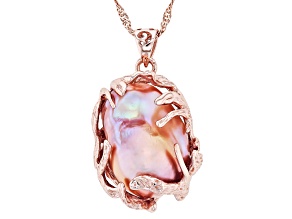 Genusis™ Pink Cultured Freshwater Pearl 18k Rose Gold Over Sterling Silver Pendant with Chain