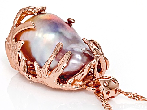 Genusis™ Lavender Cultured Freshwater Pearl 18k Rose Gold Over Sterling Silver Pendant with Chain
