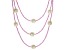 White Cultured Freshwater Pearl and Gemstone Rhodium Over Sterling Necklace Set of 3