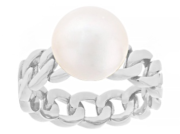 Picture of Genusis™ White Cultured Pearl Rhodium Over Sterling Silver Ring