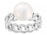 Genusis™ White Cultured Pearl Rhodium Over Sterling Silver Ring