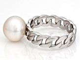 Genusis™ White Cultured Pearl Rhodium Over Sterling Silver Ring