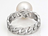 Genusis™ White Cultured Pearl Rhodium Over Sterling Silver Ring