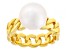 Genusis™ White Cultured Pearl 18k Yellow Gold Over Sterling Silver Ring