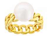Genusis™ White Cultured Pearl 18k Yellow Gold Over Sterling Silver Ring