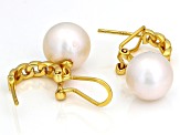 Genusis™ White Cultured Pearl 18k Yellow Gold Over Sterling Silver Earrings
