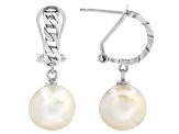 Genusis™ White Cultured Pearl Rhodium Over Sterling Silver Earrings