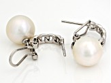 Genusis™ White Cultured Pearl Rhodium Over Sterling Silver Earrings