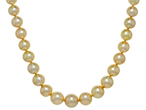 Golden Cultured South Sea Pearl 18k Yellow Gold Over Sterling Silver Strand Necklace