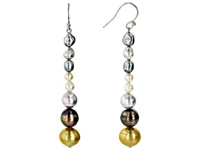 Cultured South Sea, Tahitian, & Japanese Akoya Pearl Rhodium Over Silver Earrings