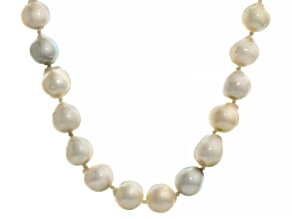 Multi-Color Cultured Japanese Akoya Pearl Rhodium Over Sterling Silver Necklace