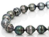 Multi-Color Cultured Tahitian Pearl Rhodium Over Sterling Silver Necklace