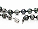 Multi-Color Cultured Tahitian Pearl Rhodium Over Sterling Silver Necklace