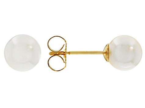 White Cultured Japanese Akoya 14k Gold Stud Earrings