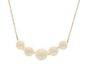 White Cultured Japanese Akoya Pearl 14k Gold Necklace