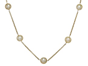Golden Cultured South Sea Pearl 14k Yellow Gold 17" Station Necklace